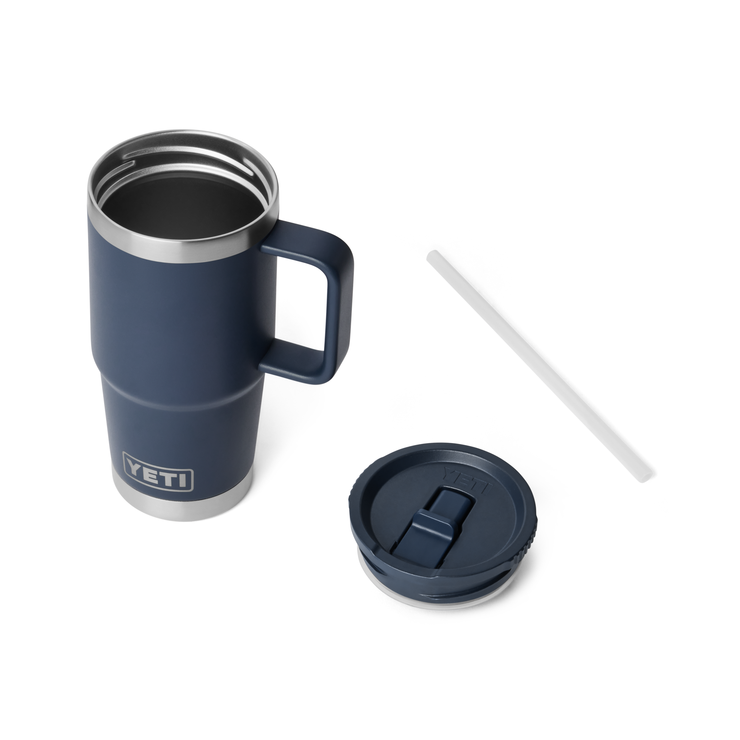 YETI Rambler 20 oz (591 ml) mug isotherme paille bleu