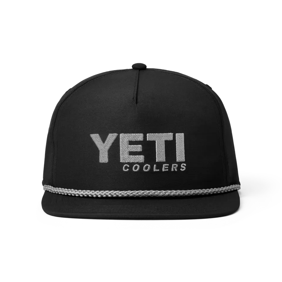 YETI Flat Brim Rope Hat casquette noire snapback filet recyclé