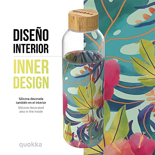 Quokka Flow Tropical gourde verre 660 ml housse silicone