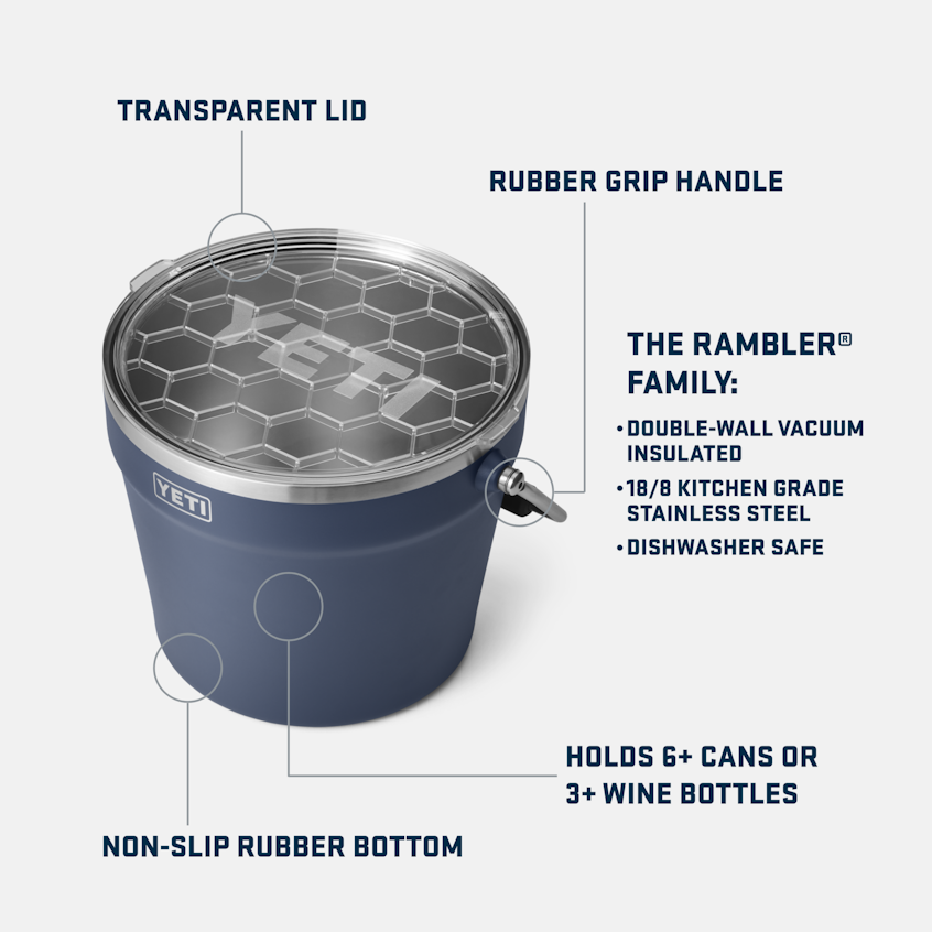 YETI Rambler seau boisson 7,6 L Inox isotherme avec couvercle