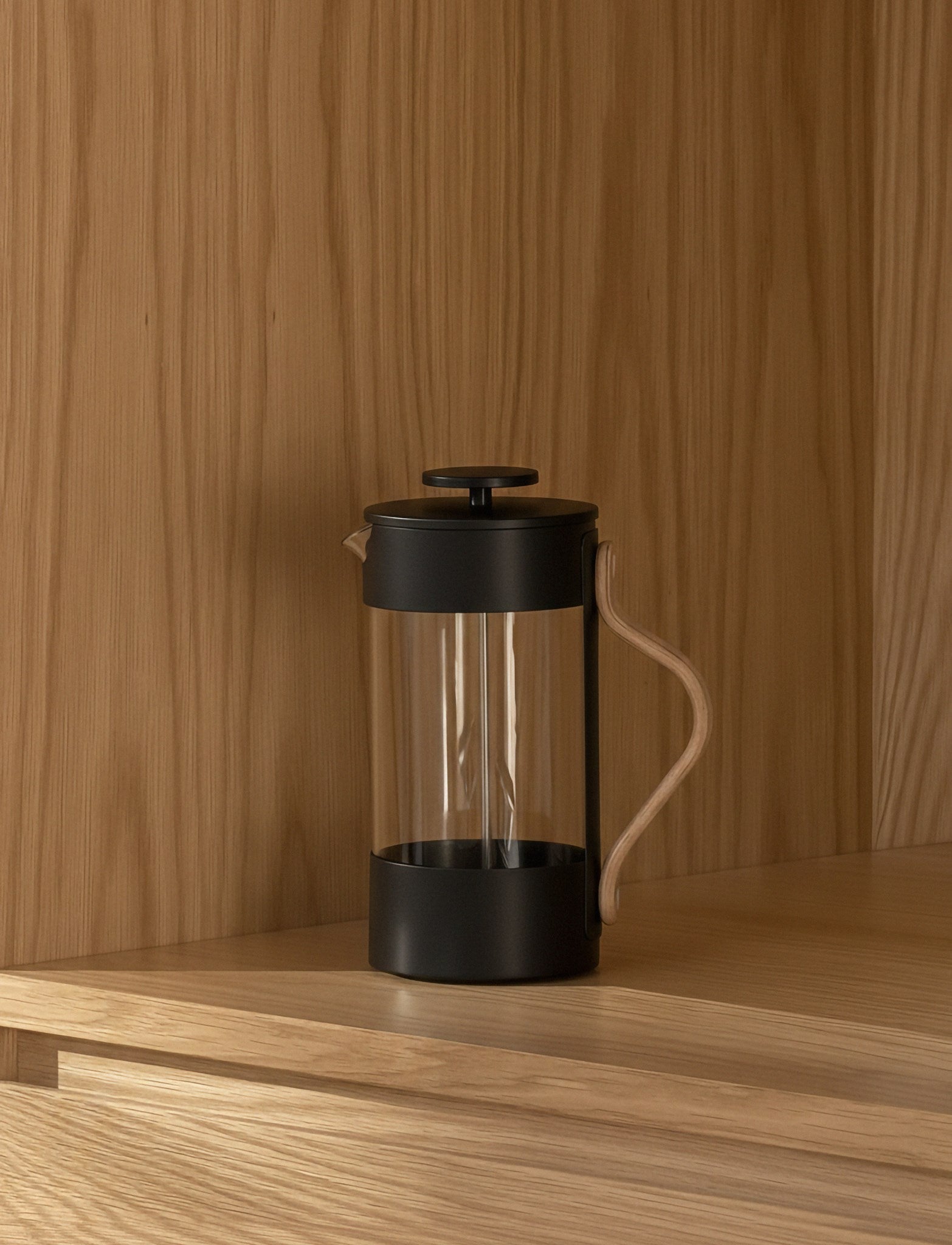 Stelton Emma cafetière piston 1 L acier hêtre