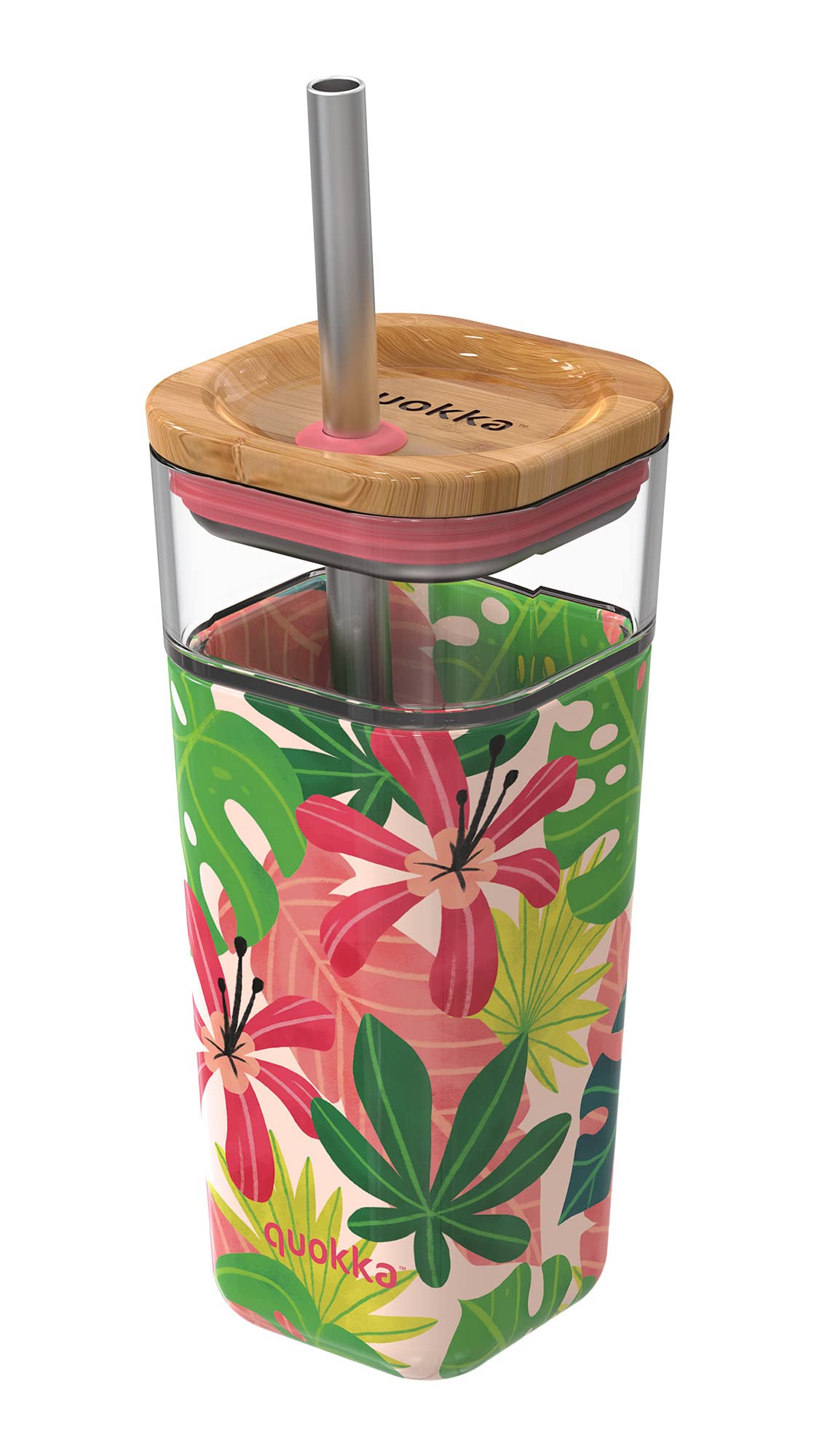Quokka Liquid Cube Rose Jungle gobelet verre 540 ml