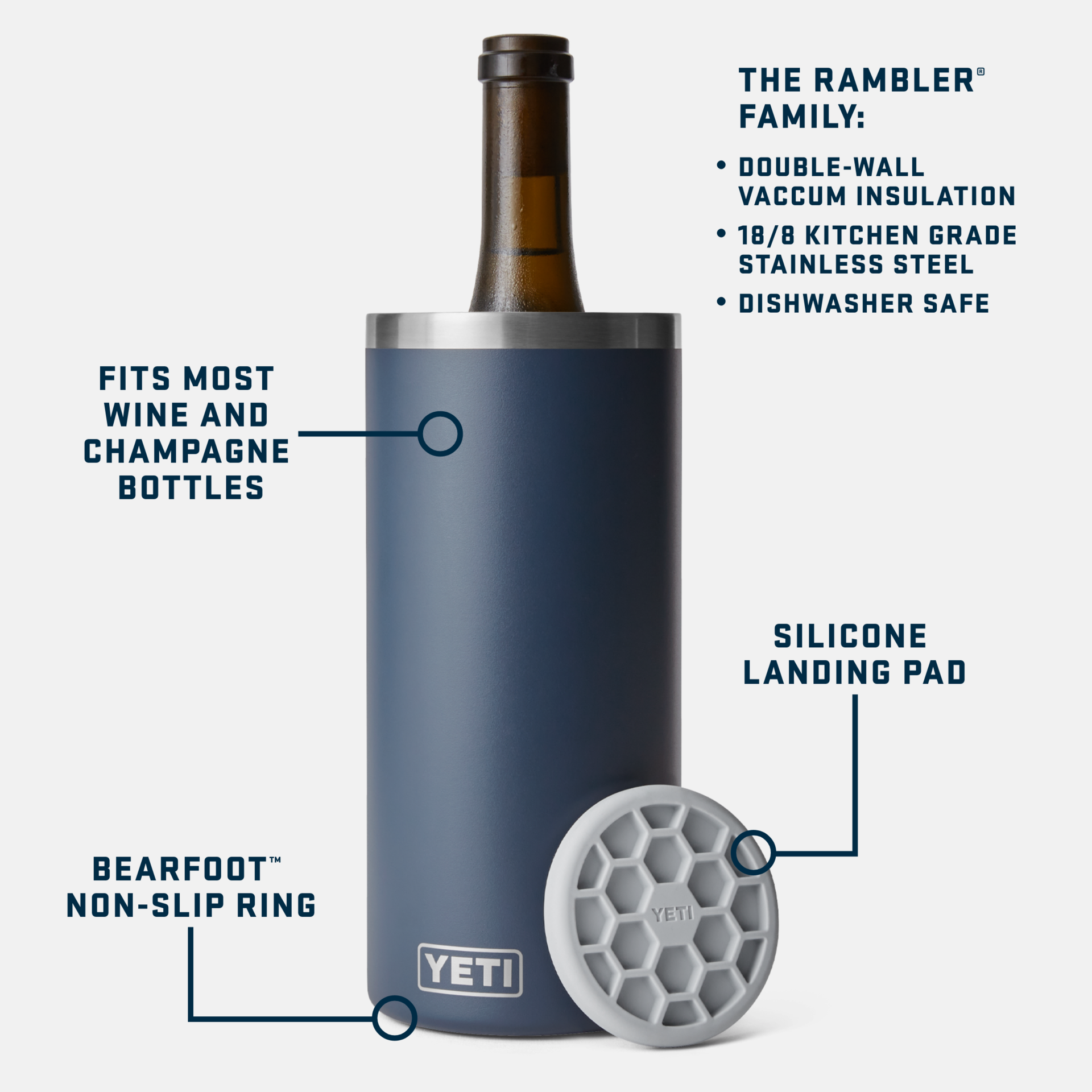 YETI Rambler rafraîchisseur bouteille isotherme Inox