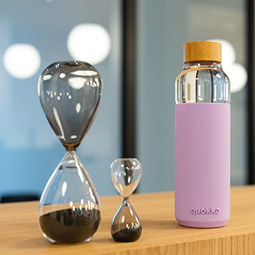 Quokka Flow bouteille verre 660 ml Lilas silicone