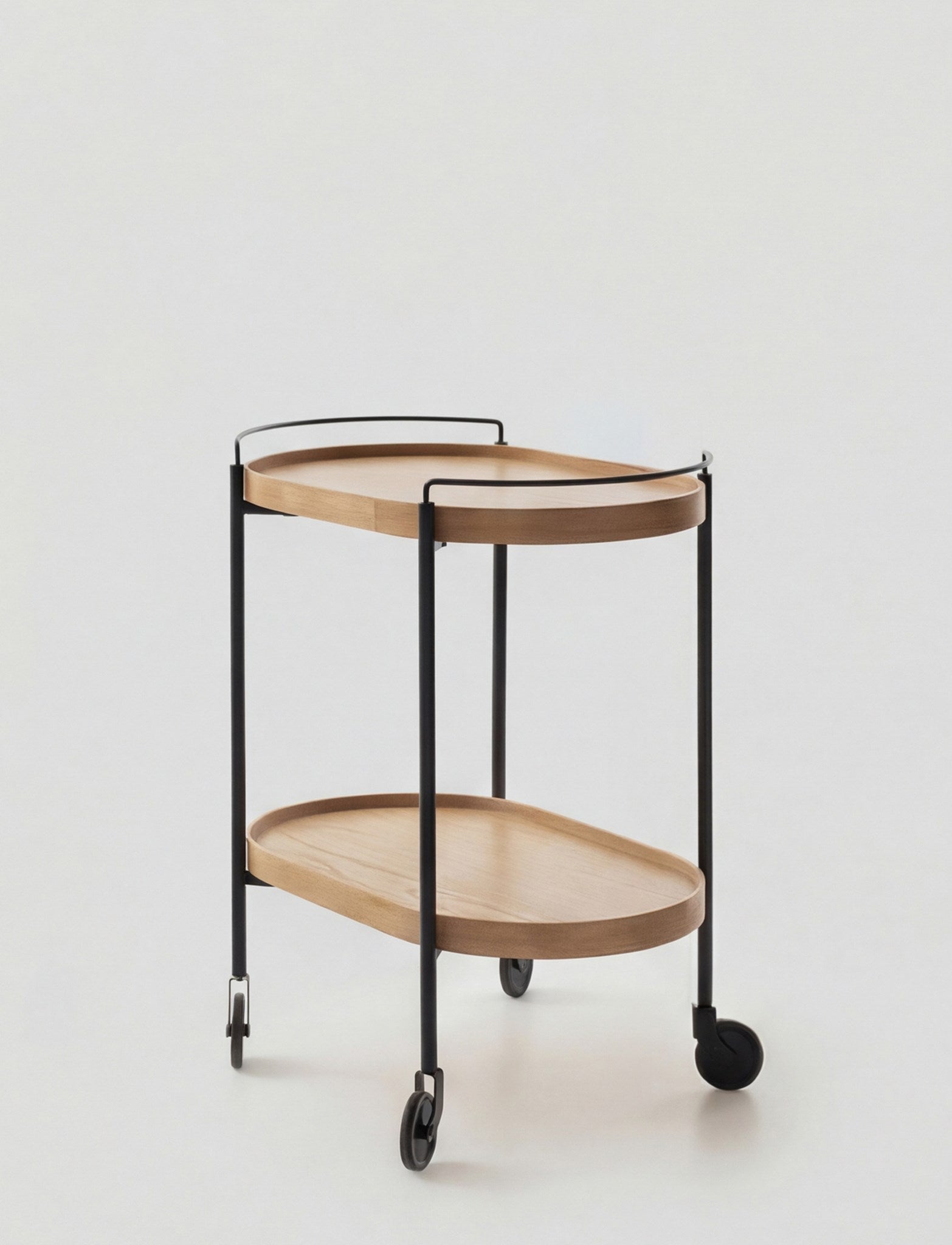 Stelton Hem desserte 65 cm chêne 2 plateaux roulettes