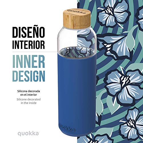Quokka Flow Eau Fleurs bouteille verre 660 ml silicone