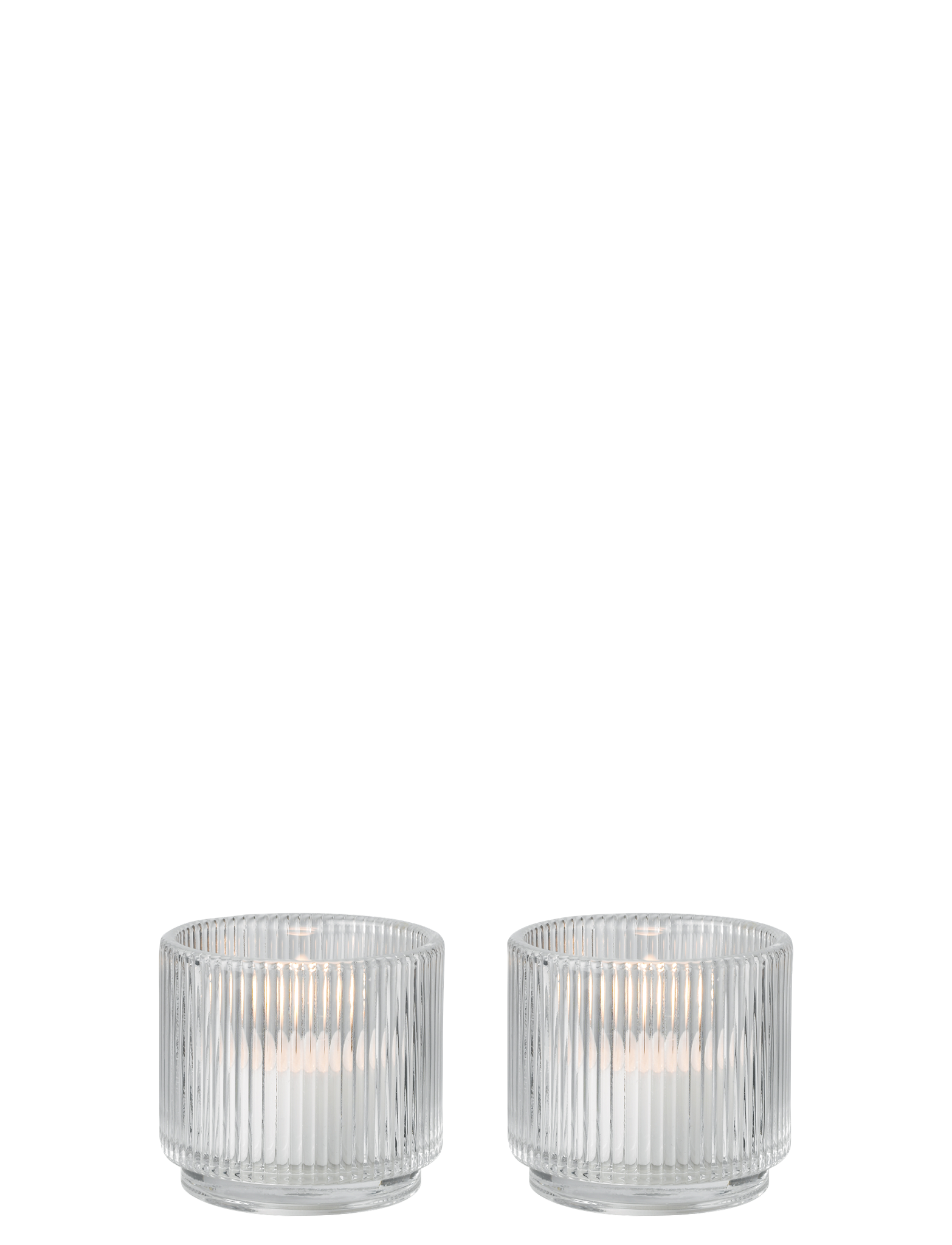 Stelton Pilastro photophore verre 6,5 cm lot de 2 strié