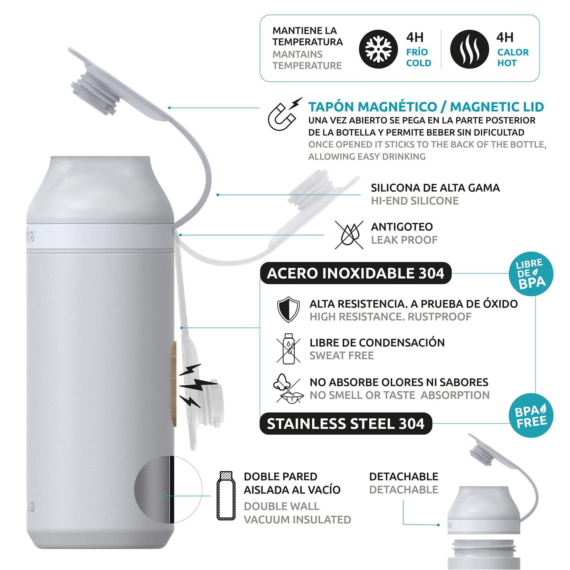 Quokka Mineral Steel Geo 430 ml bouteille isotherme inox