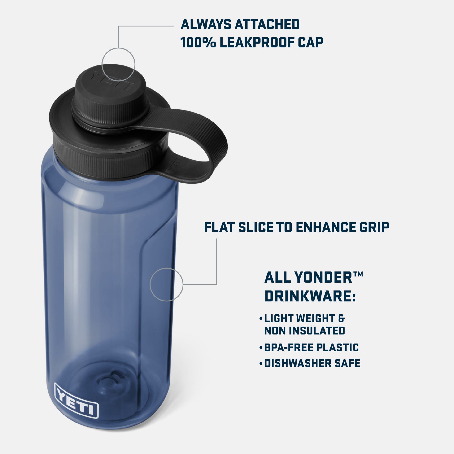 YETI Yonder Gourde 1 L Navy plastique recyclé