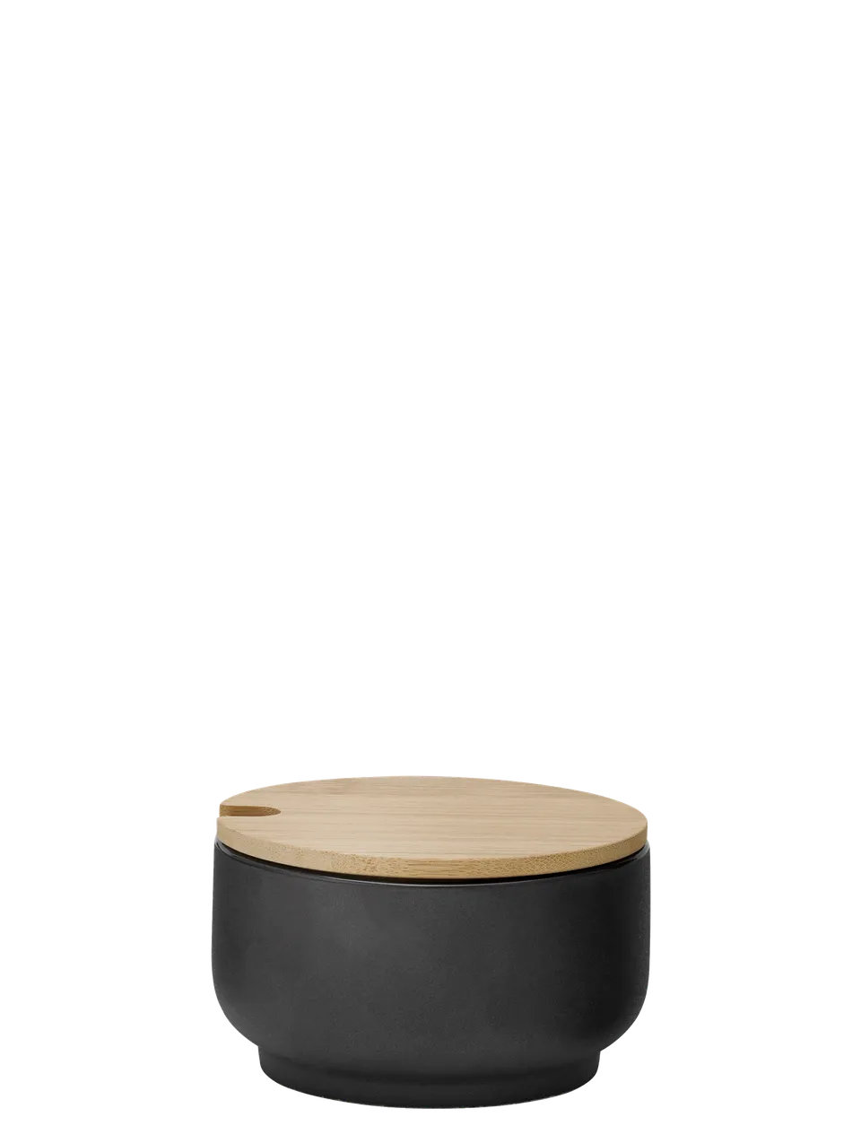 Stelton Theo sucrier grès noir 100 ml couvercle bambou