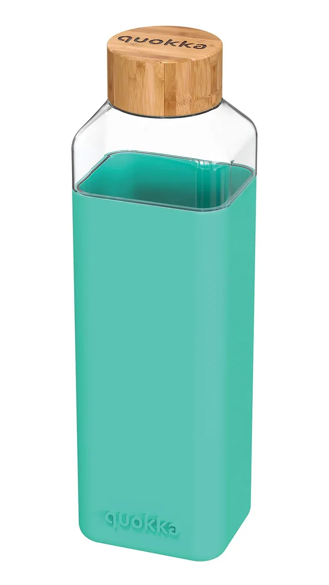 Quokka Storm 700 ml bouteille verre vert bleuté silicone