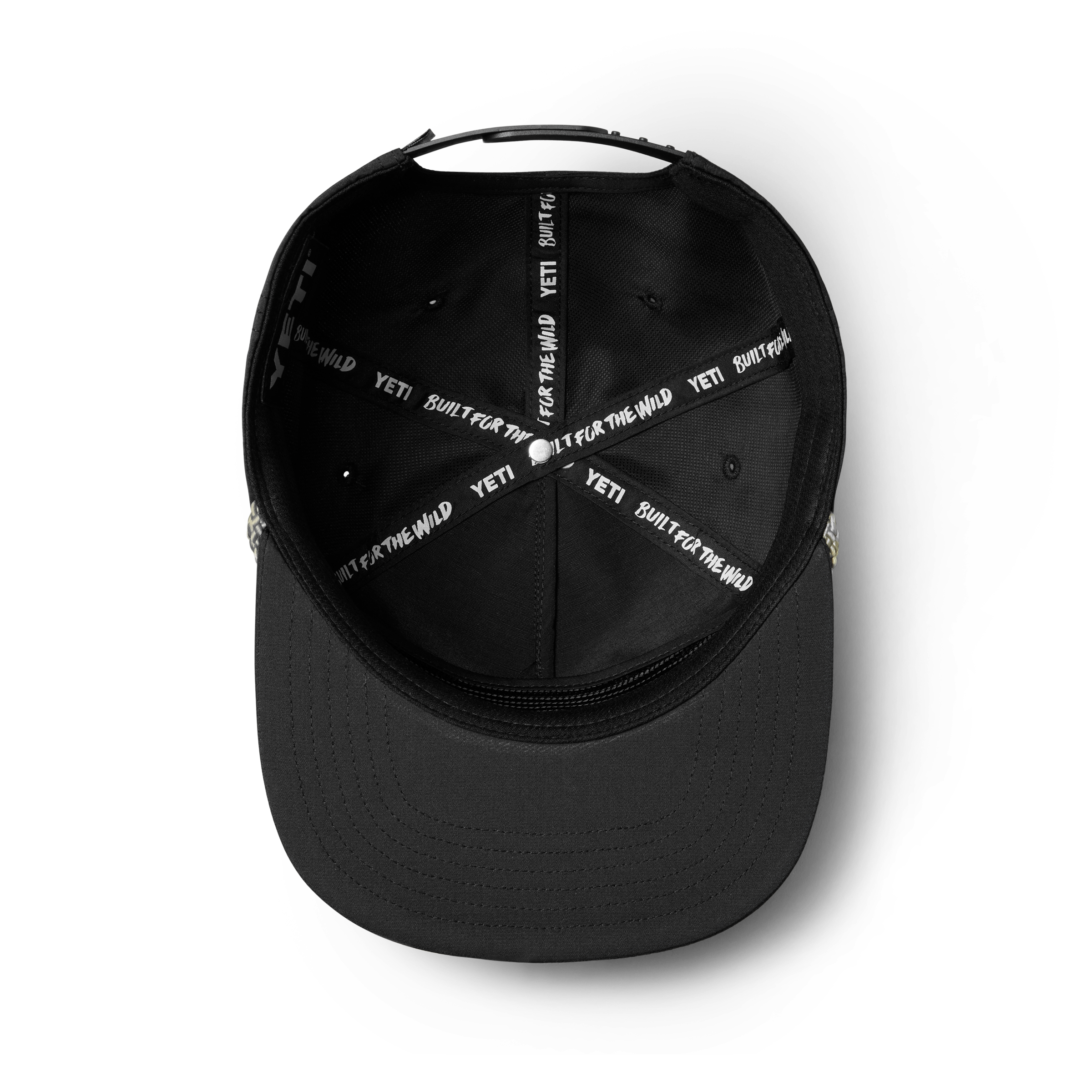 YETI Flat Brim Rope Hat casquette noire snapback filet recyclé