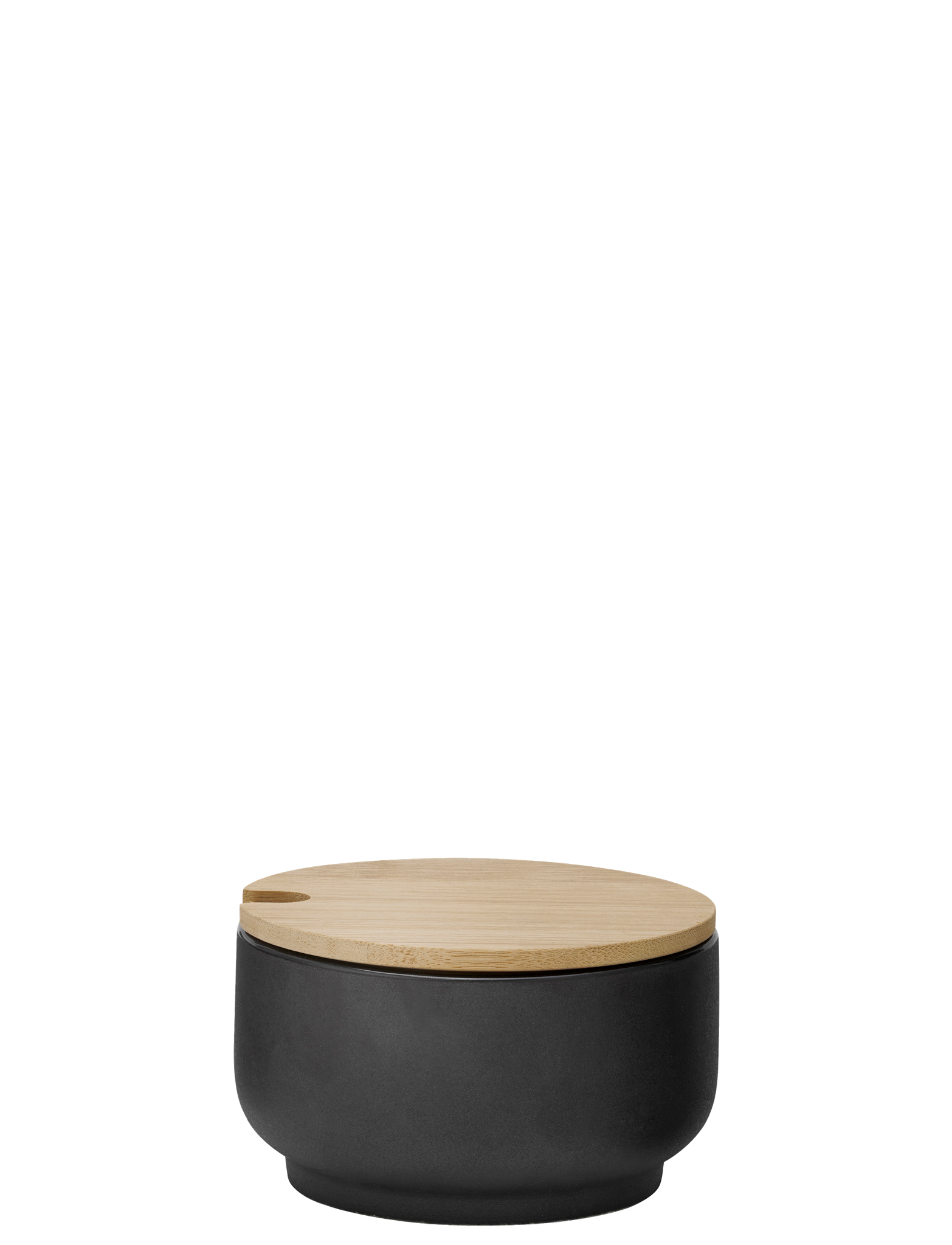 Stelton Theo sucrier grès noir 100 ml couvercle bambou