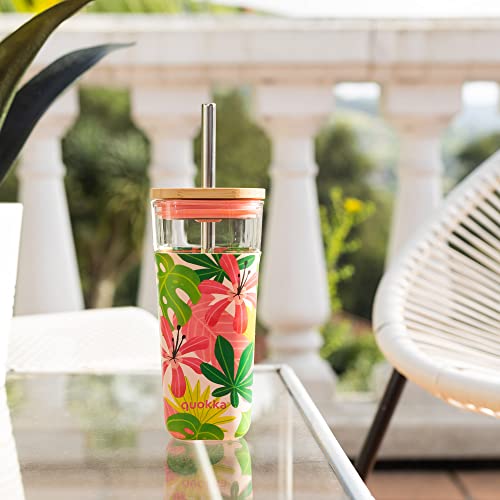 Quokka Liquid Cube Rose Jungle gobelet verre 540 ml