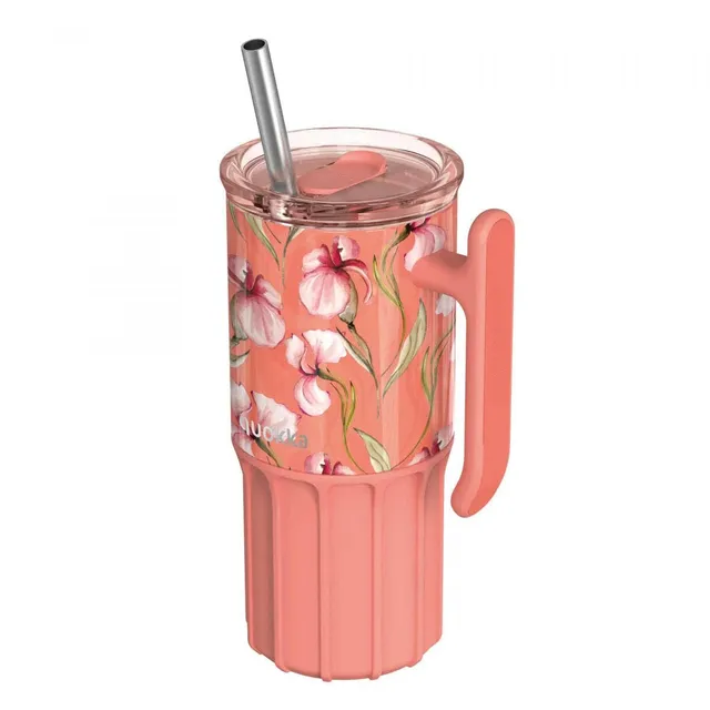 Quokka Umi Mug Isotherme Floral Coral 720 ml Inox